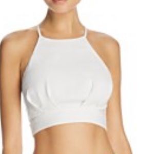 AQUA white pleat pant and crop set